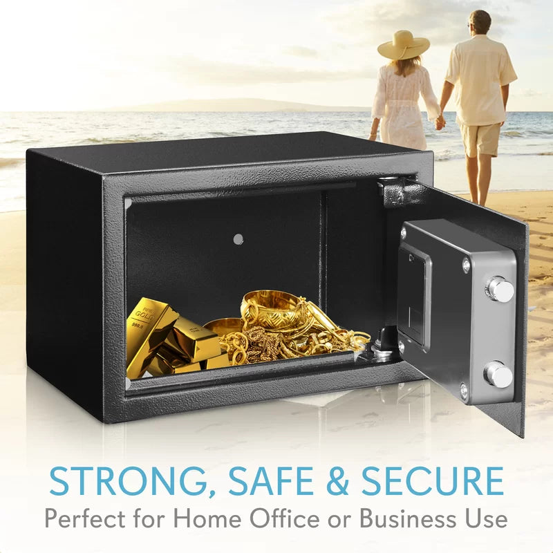 Compact Electronic Security Safe with Key Lock