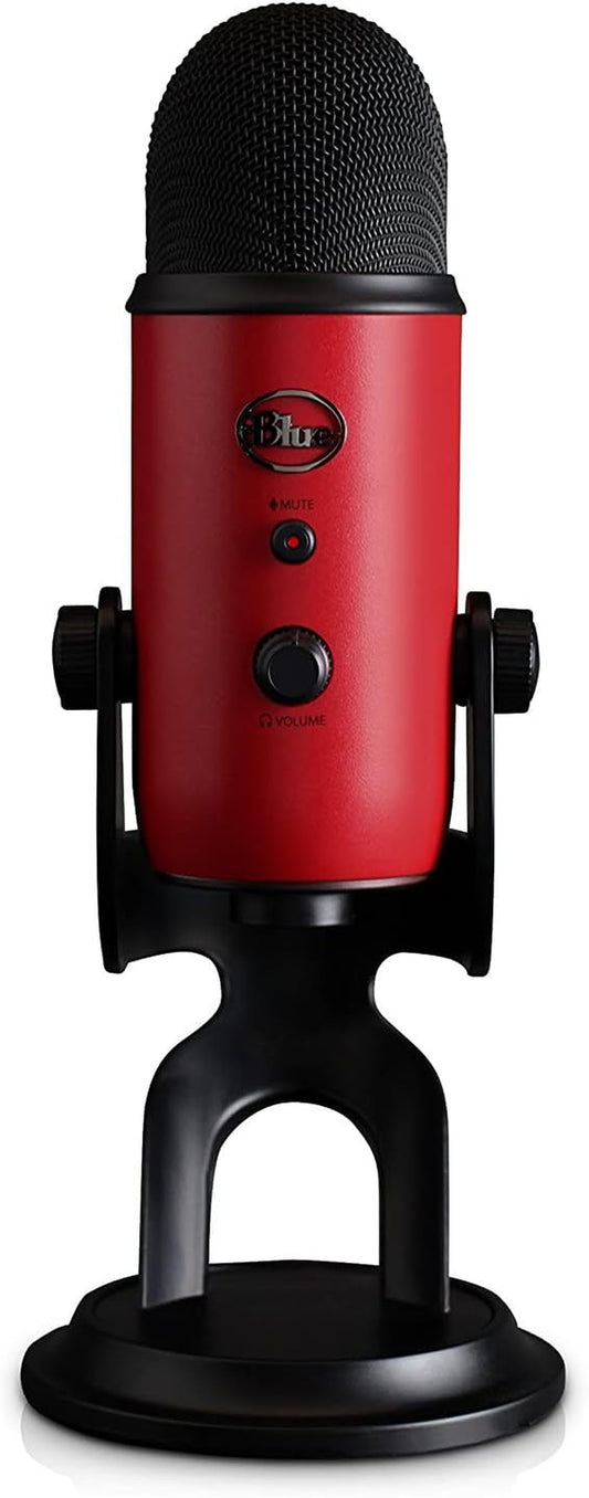 Yeti USB Mic,  VO!CE Software, 4 Pickup Patterns, Headphone Output & Volume Control, Plug & Play, Satin Red