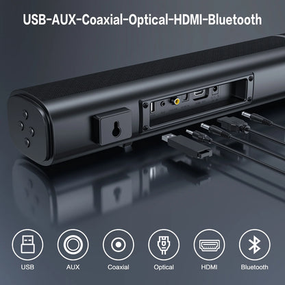 4.1Ch Soundbar with Subwoofer, 120W Separable Sound Bar for TV with 4 Drivers, Usb/Aux/Coaxial/Optical/Hdmi/Bluetooth Connect, SD01