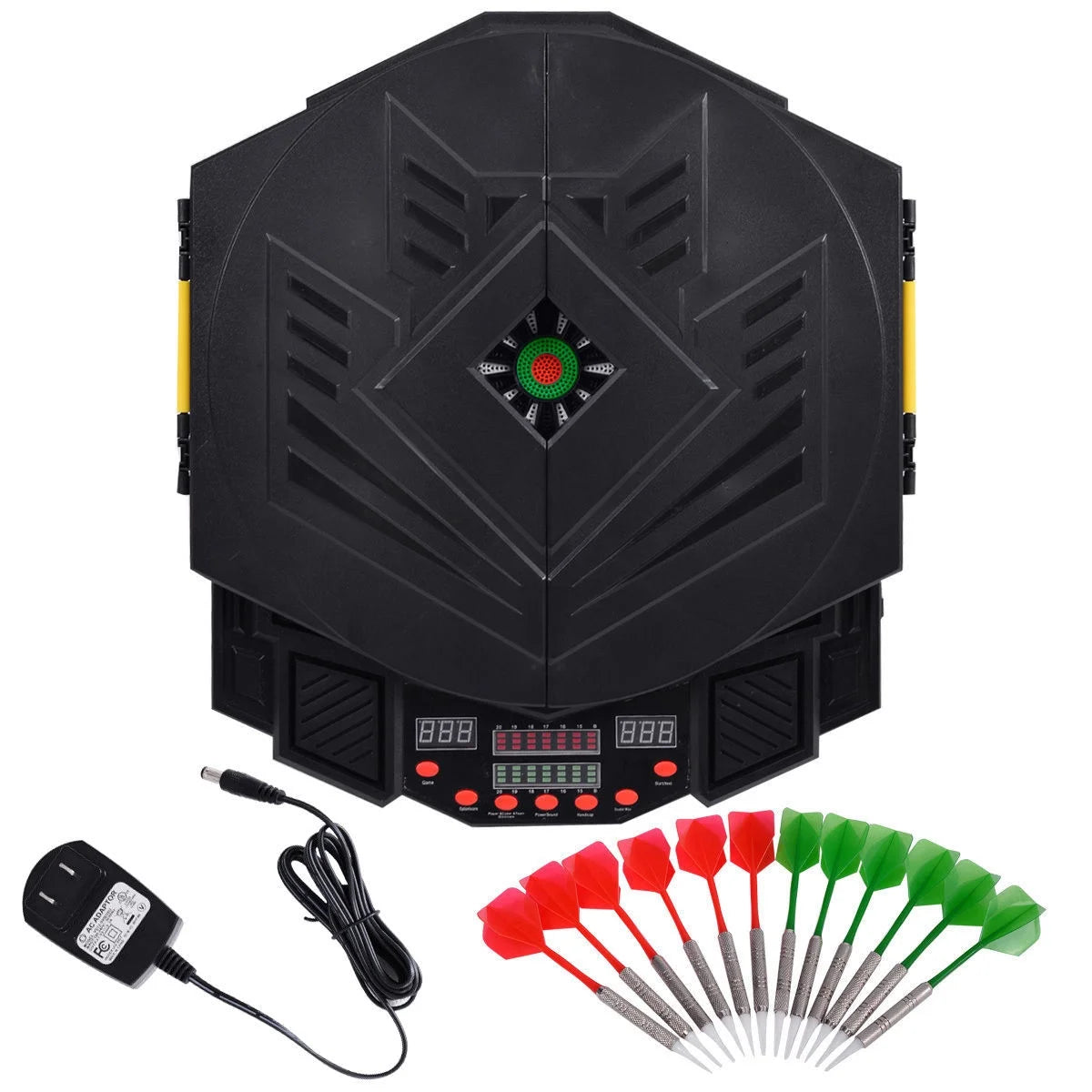 Professional Electronic Dartboard Cabinet Set W/ 12 Darts Game Room LED Display