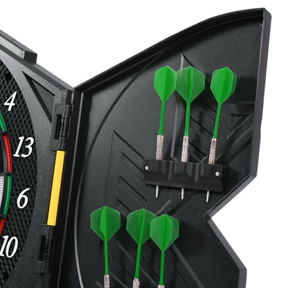 Professional Electronic Dartboard Cabinet Set W/ 12 Darts Game Room LED Display