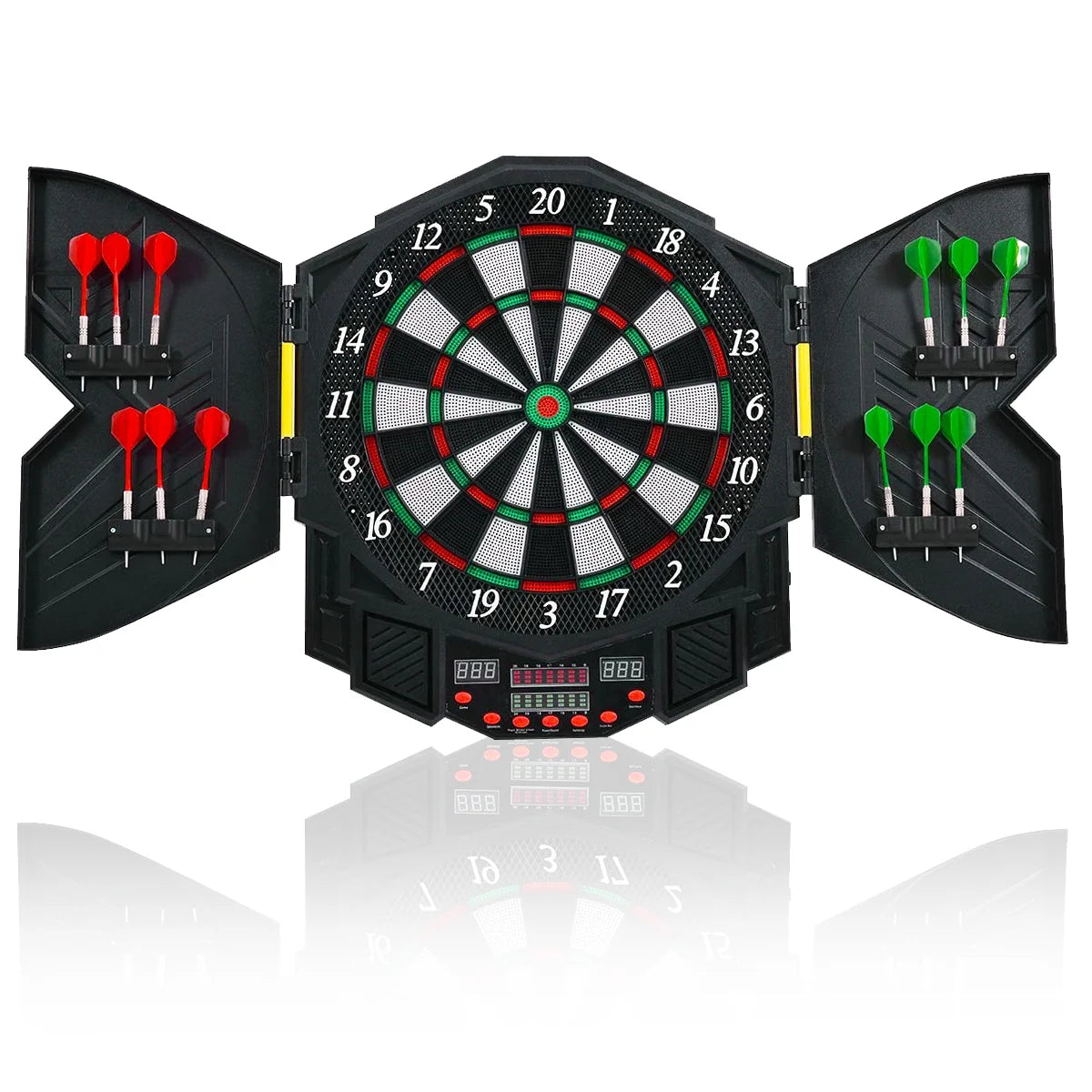 Professional Electronic Dartboard Cabinet Set W/ 12 Darts Game Room LED Display