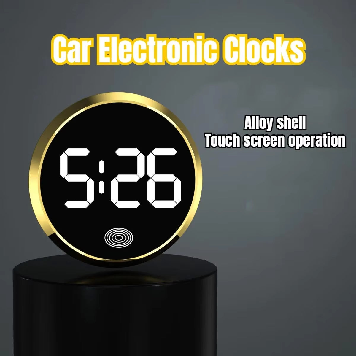 Atsafepro Vehicle Touchable Screen Clock Car Digital Watch Auto Electronic Clocks Alloy Shell Car Electronic Accessories