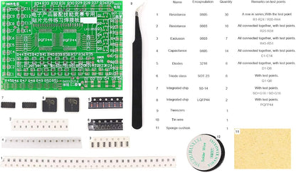 SMD Soldering Practice Kit,Diy SMT Welding Practising Skill Training Board Set