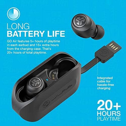 Go Air True Wireless Bluetooth Earbuds + Charging Case, Black, Dual Connect, IP44 Sweat Resistance, Bluetooth 5.0 Connection, 3 EQ Sound Settings Signature, Balanced, Bass Boost