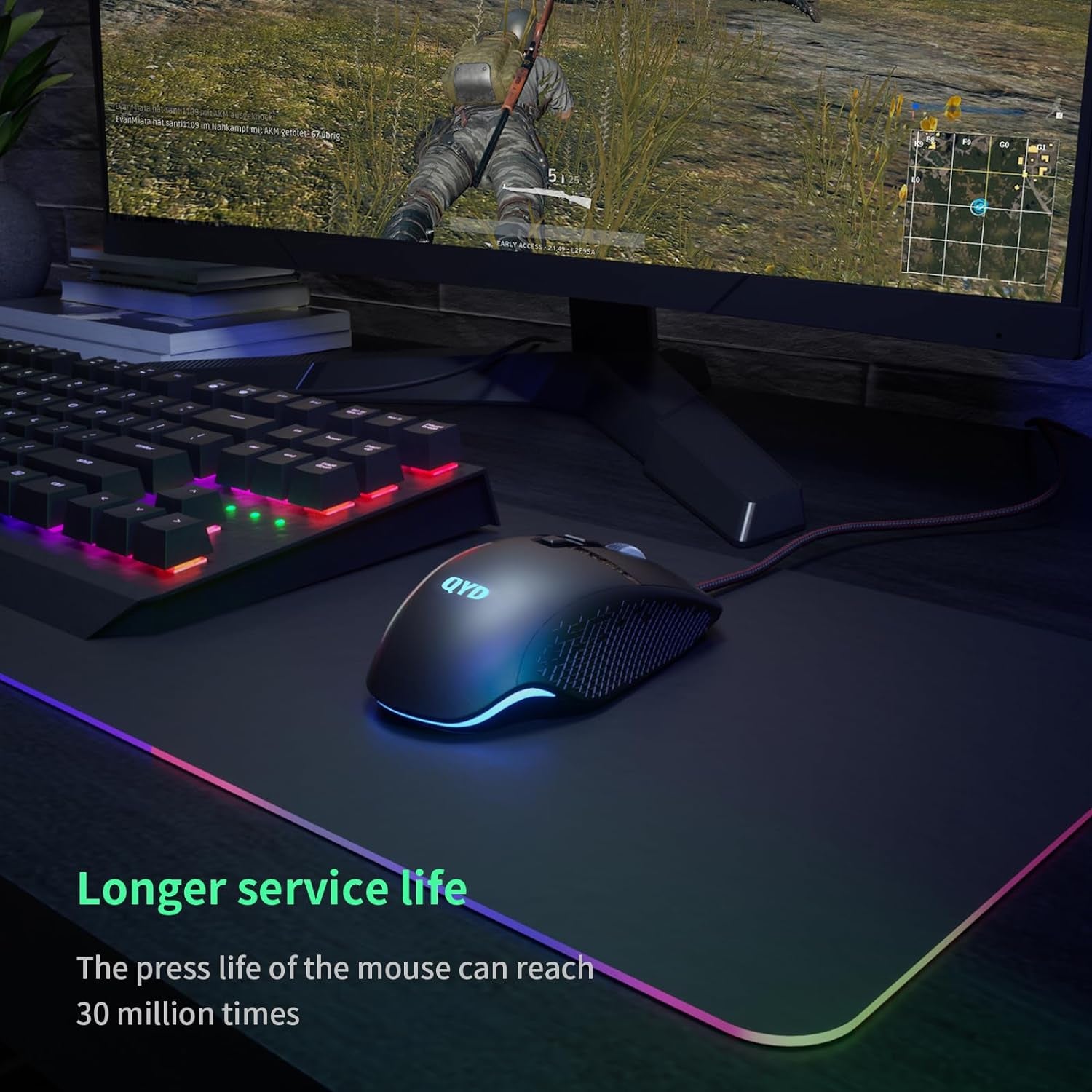 Gaming Mouse Wired 7200 DPI Adjustable Gaming Mice USB RGB Mouse for Big Hands, 8 Programmable PC Mice, Ergonomic Gamer Mouse for Gaming Laptop Desktop Computer PC with 1.67M Braided Cable