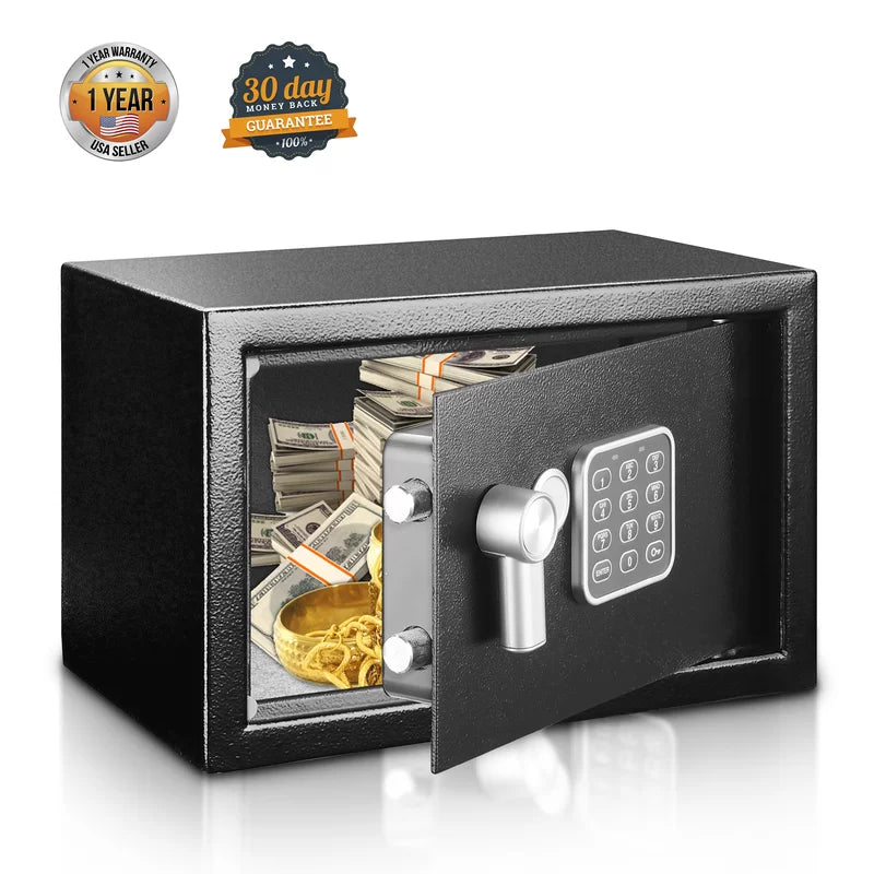 Compact Electronic Security Safe with Key Lock