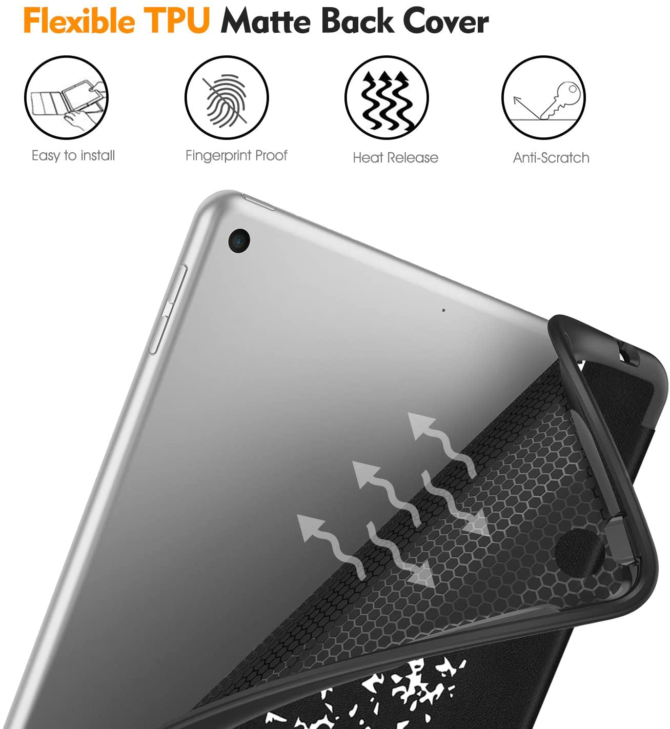 Slimshell Case for Ipad 9Th / 8Th / 7Th Generation (2021/2020/2019 Model) 10.2 Inch - [Built-In Pencil Holder] Soft TPU Protective Stand Back Cover, Auto Wake/Sleep, Composition Book Black