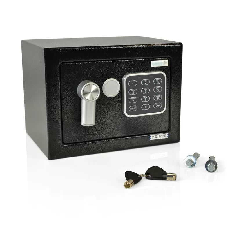 Compact Electronic Security Safe with Key Lock