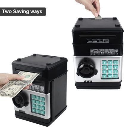 Piggy Banks Money Banks for Kids, Electronic Password Code Money Banks ATM Banks Box Coin Bank for Children Boys and Girls (Black)