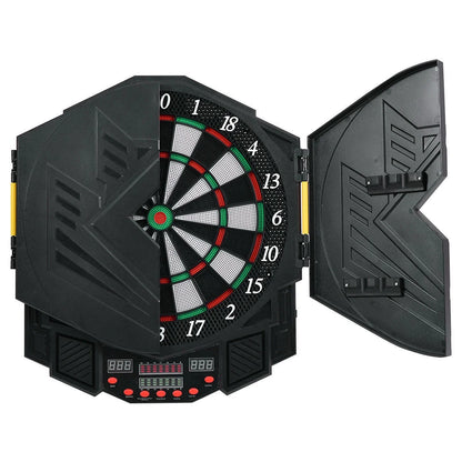 Professional Electronic Dartboard Cabinet Set W/ 12 Darts Game Room LED Display