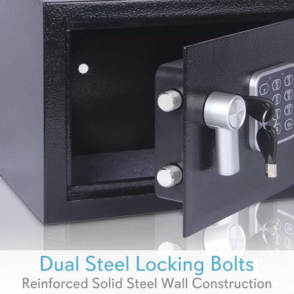 Compact Electronic Security Safe with Key Lock