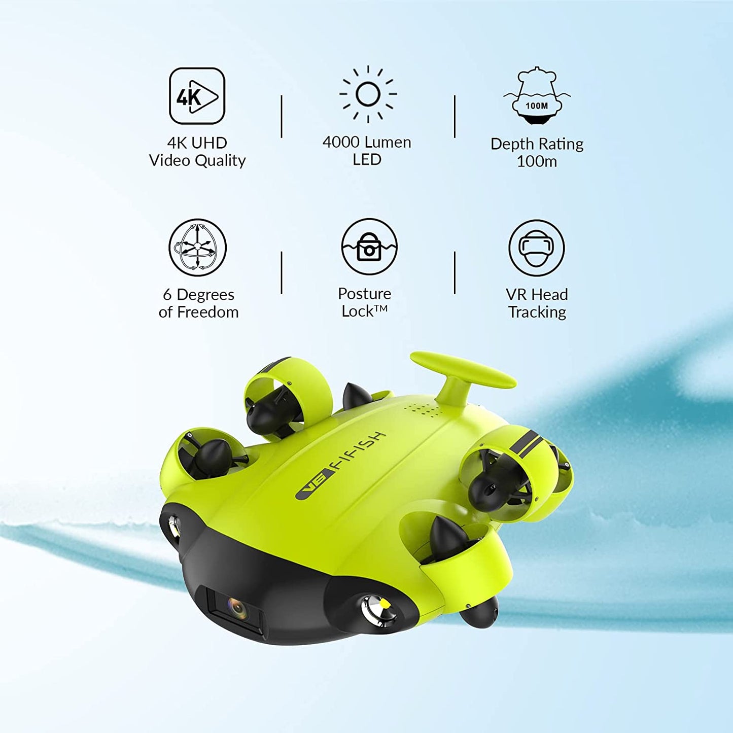 V6S Robotic Arm Underwater Drone with AI Vision Lock, QYSEA Underwater ROV with 6 Hours Dive Time, Portable Robot with 4K Camera, VR Control, 166° UWA, App Control, Depth Hold (330Ft Dive)