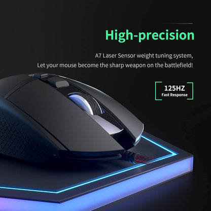 Gaming Mouse Wired 7200 DPI Adjustable Gaming Mice USB RGB Mouse for Big Hands, 8 Programmable PC Mice, Ergonomic Gamer Mouse for Gaming Laptop Desktop Computer PC with 1.67M Braided Cable