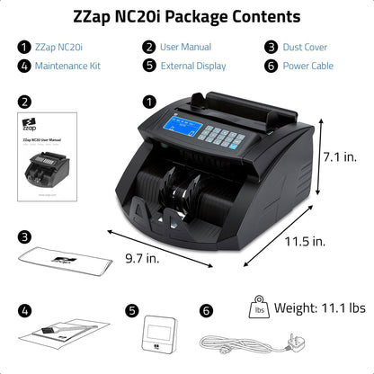 Bill Value Counter & Counterfeit Detector - Money Cash Currency Machine (Nc20I)