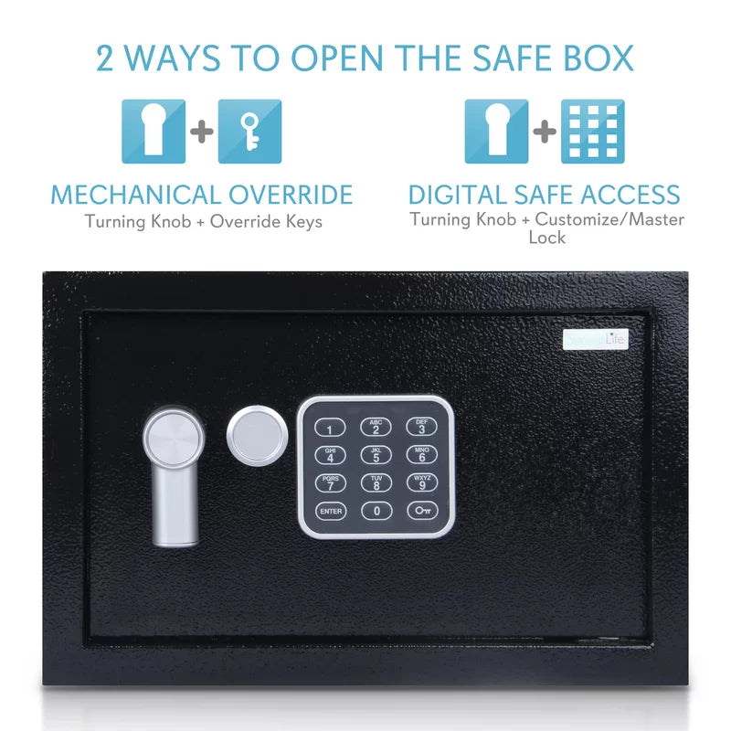 Compact Electronic Security Safe with Key Lock