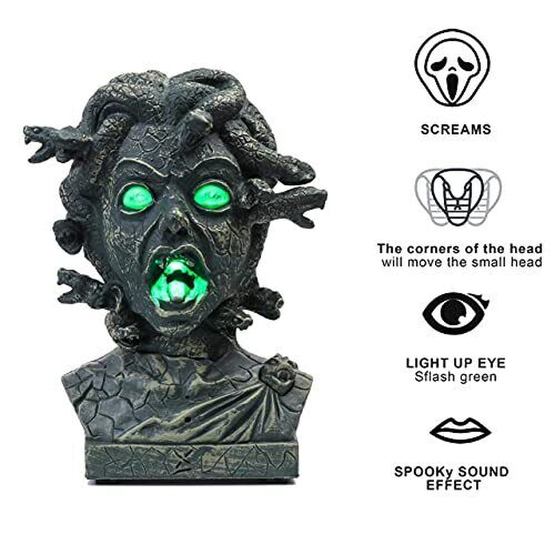 12 Inch Electronic Animated Medusa Bust,Indoor/Ou